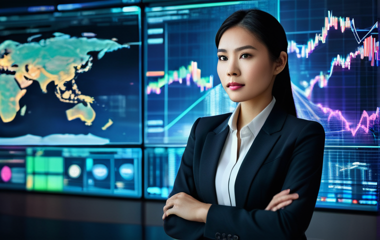 리스크 관리 투자 전략의 미래 전망 - **Prompt:** A dynamic and visually rich scene depicting a confident Thai female investor in her earl...