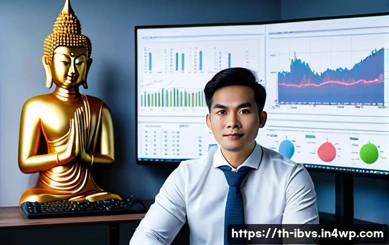 고위험 자산 투자 시 리스크 관리 - A professional Thai investor in a modern home office setting, surrounded by multiple computer screen...